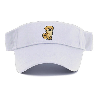 Tibetan Spaniel - Fawn small dog embroidered design - Visor - White