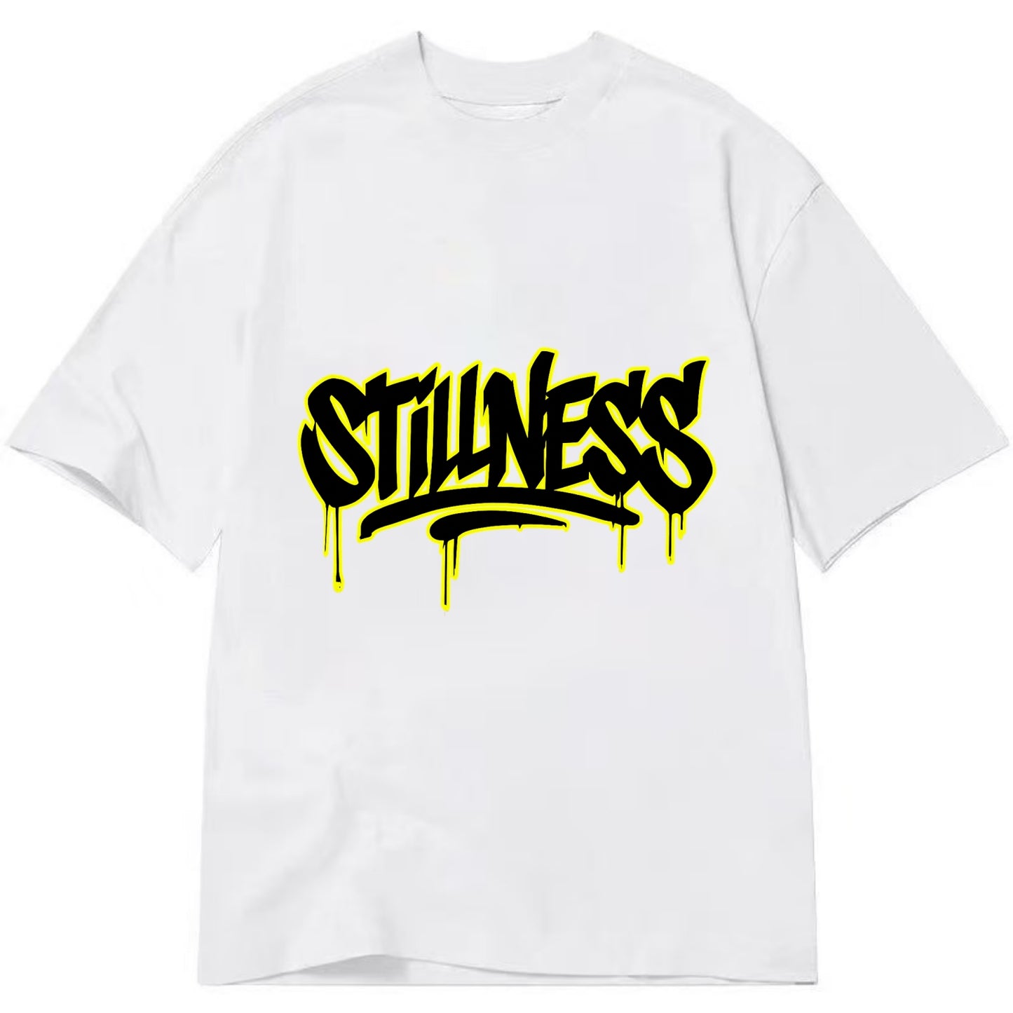 Bold typography design - "STILLNESS" - quiet power, peaceful presence - Classic T-shirt - White