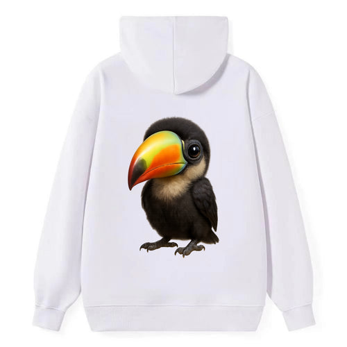 Baby Toucan - oversized colorful beak, black feathers, bright eyes, - Classic Pullover Hoodie