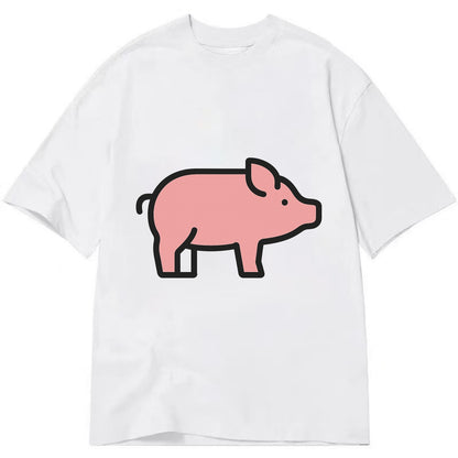 Pig - Pink farm pig flat side profile - Classic T-shirt - White