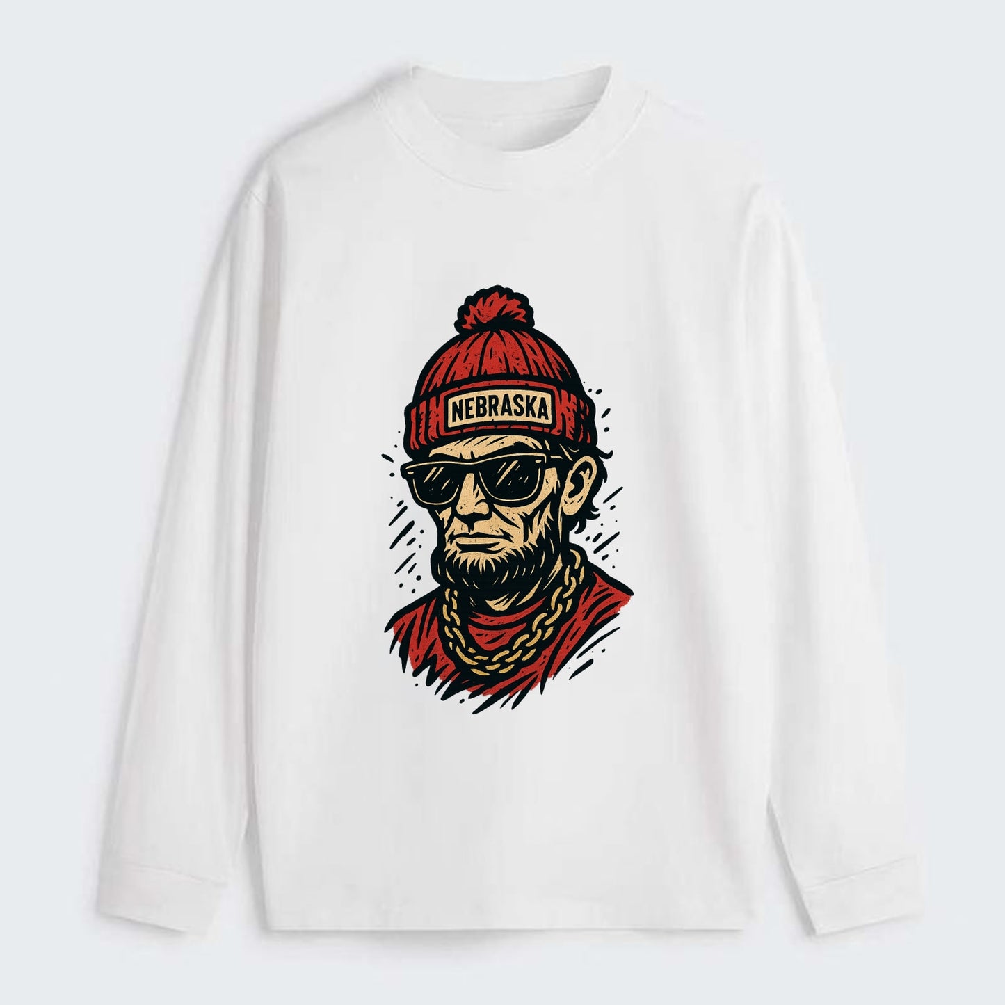 Lincoln Cornhusker wearing Nebraska bean - Classic Long Sleeve Shirt - White