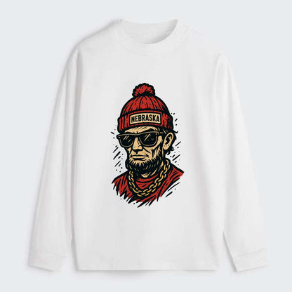 Lincoln Cornhusker wearing Nebraska bean - Classic Long Sleeve Shirt - White