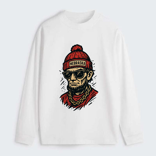 Lincoln Cornhusker wearing Nebraska bean - Classic Long Sleeve Shirt - White