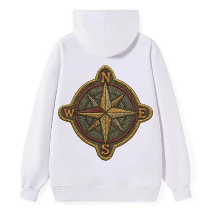 Compass rose with cardinal directions - explorer symbol - Classic Pullover Hoodie - White