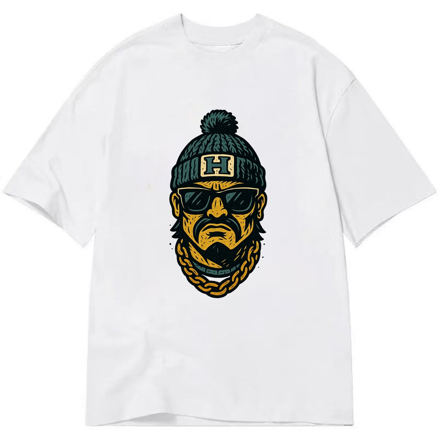 Honolulu Warrior wearing Hawaii beanie with H patch - Classic T-shirt - White