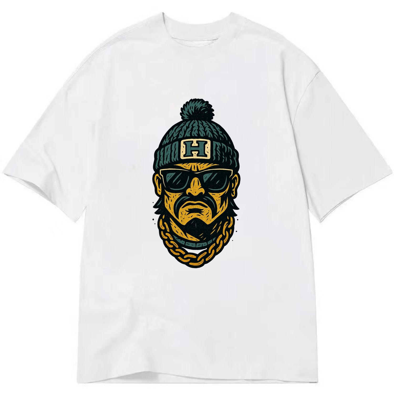 Honolulu Warrior wearing Hawaii beanie with H patch - Classic T-shirt - White