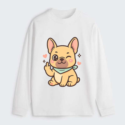 French Bulldog sitting with bat ears up, strong paw with sass - Classic Long Sleeve Shirt - White