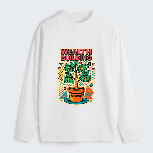 Money tree growing from investment pot - financial independence - Classic Long Sleeve Shirt - White