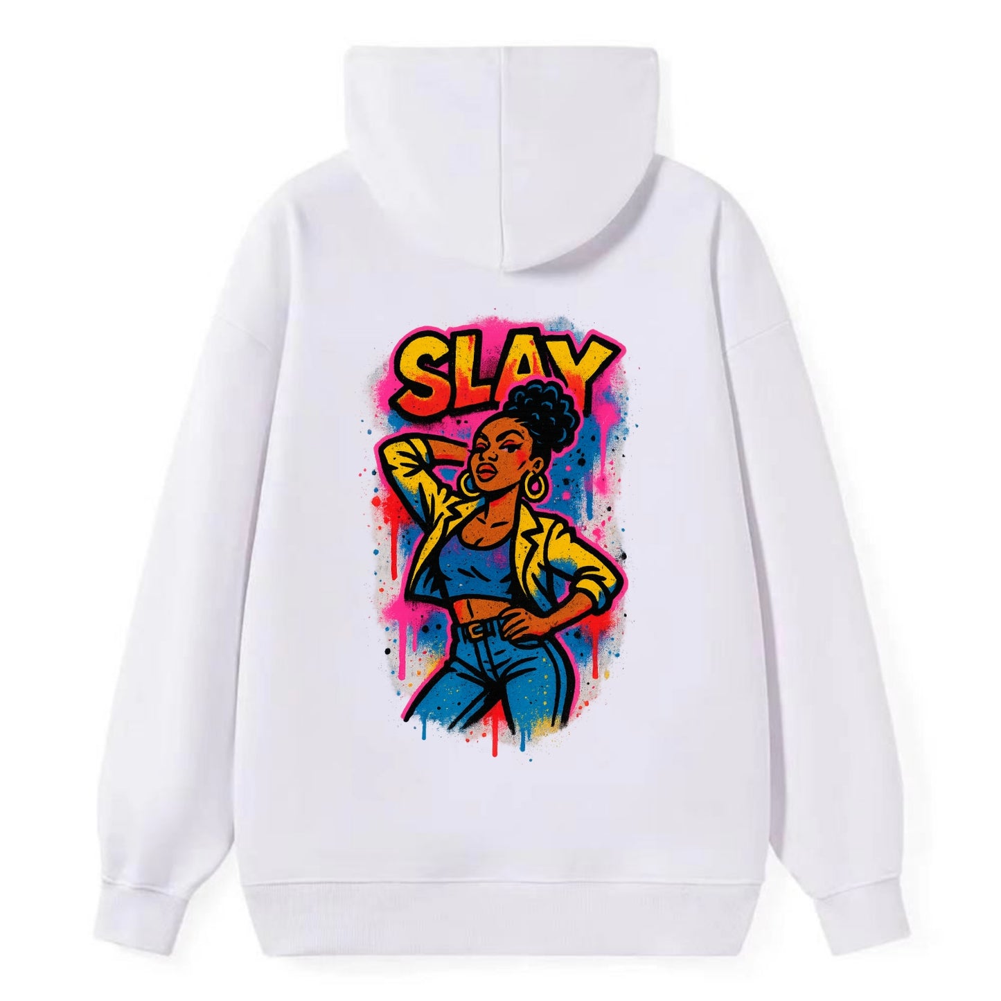Empowered figure striking confident pose - "slay" culture, fierce and - Classic Pullover Hoodie - White