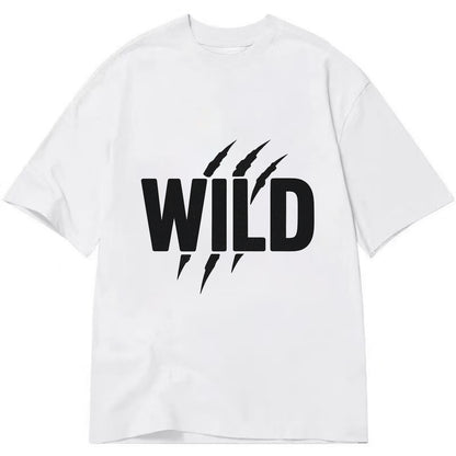 Bold typography design - "WILD" - untamed, natural, free - Classic T-shirt - White