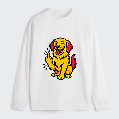 Golden Retriever with happy smile and golden coat, fluffy paw raised - Classic Long Sleeve Shirt - White