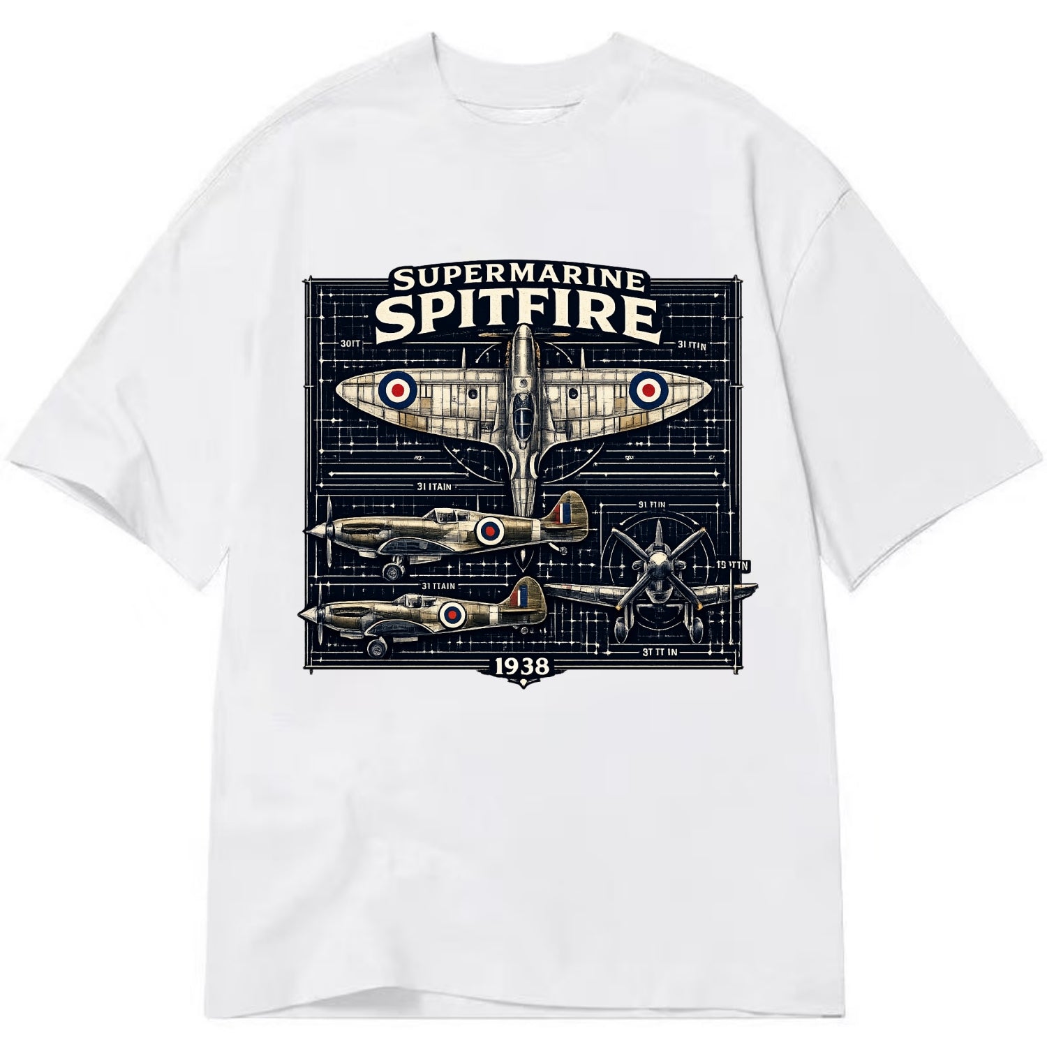 Spitfire Blueprint - Classic T-shirt - White