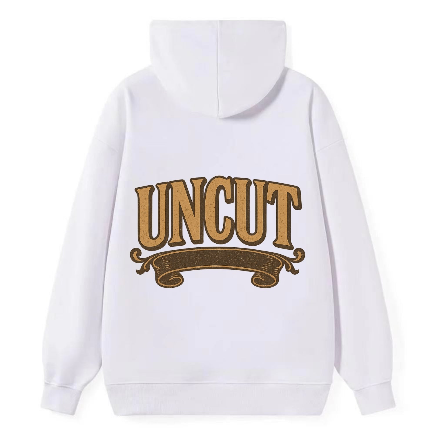 Bold typography design - "UNCUT" - pure, undiluted, authentic - Classic Pullover Hoodie - White