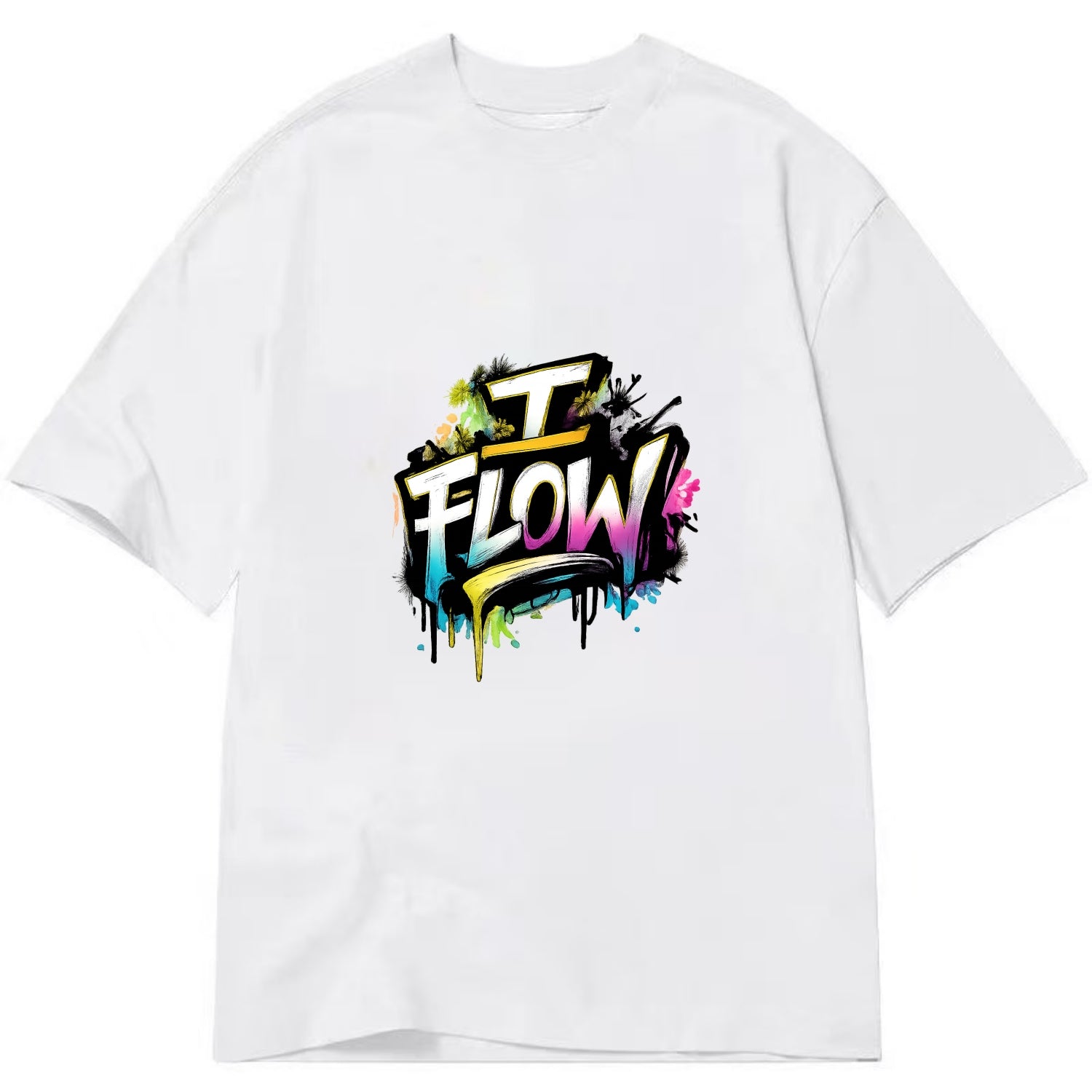 Bold typography design - "I FLOW" - going with life, easy movement - Classic T-shirt - White