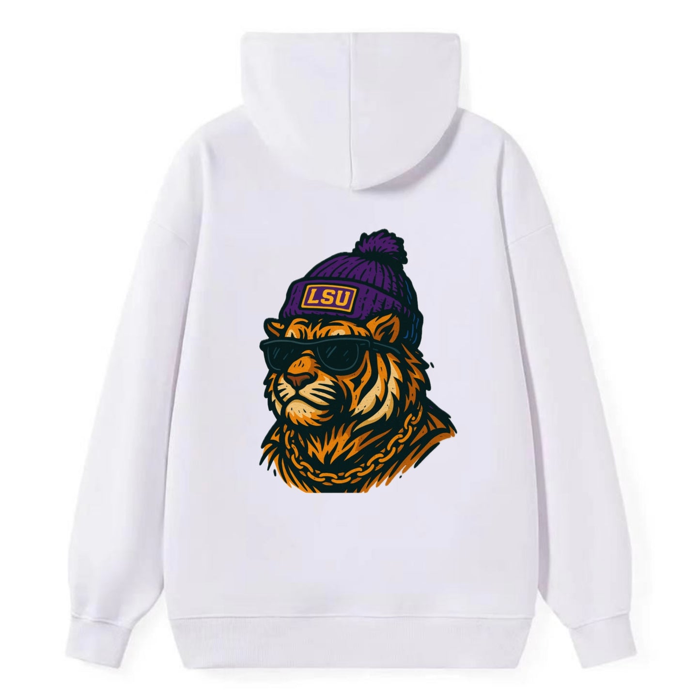 LSU Mike Tiger - Classic Pullover Hoodie - White
