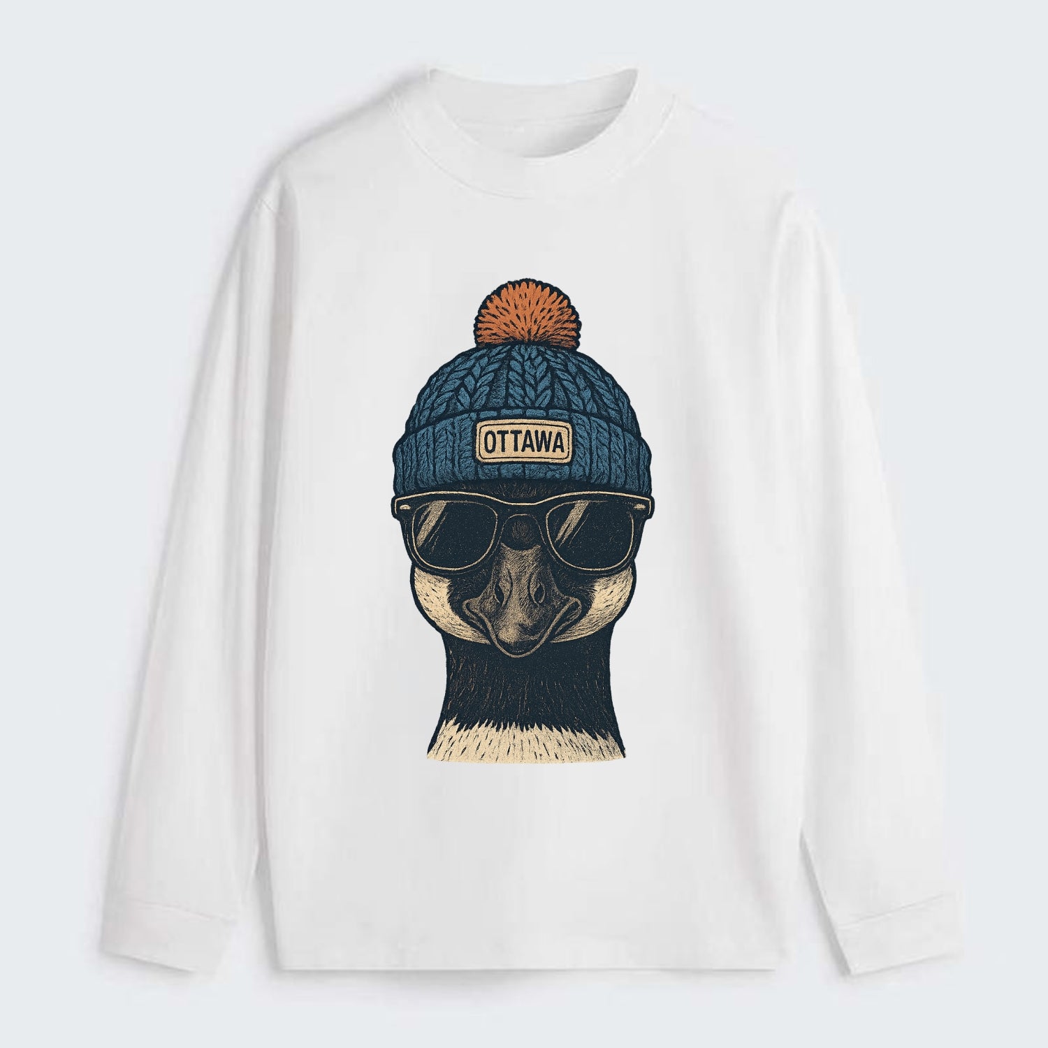 Ottawa Canadian Goose wearing Ottawa bea - Classic Long Sleeve Shirt - White