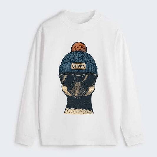 Ottawa Canadian Goose wearing Ottawa bea - Classic Long Sleeve Shirt - White