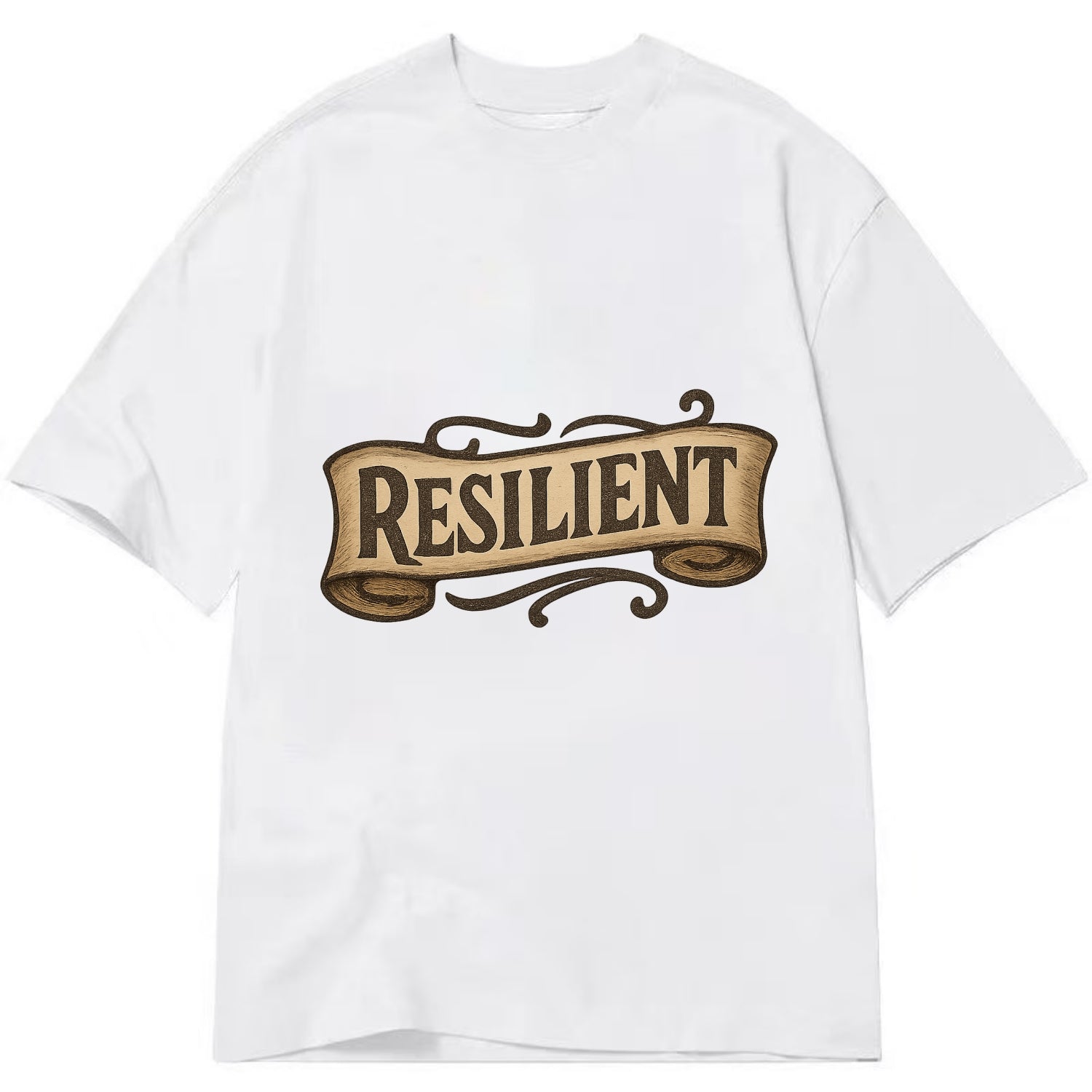 Bold typography design - "RESILIENT" - bouncing back, unbreakable spirit - Classic T-shirt - White