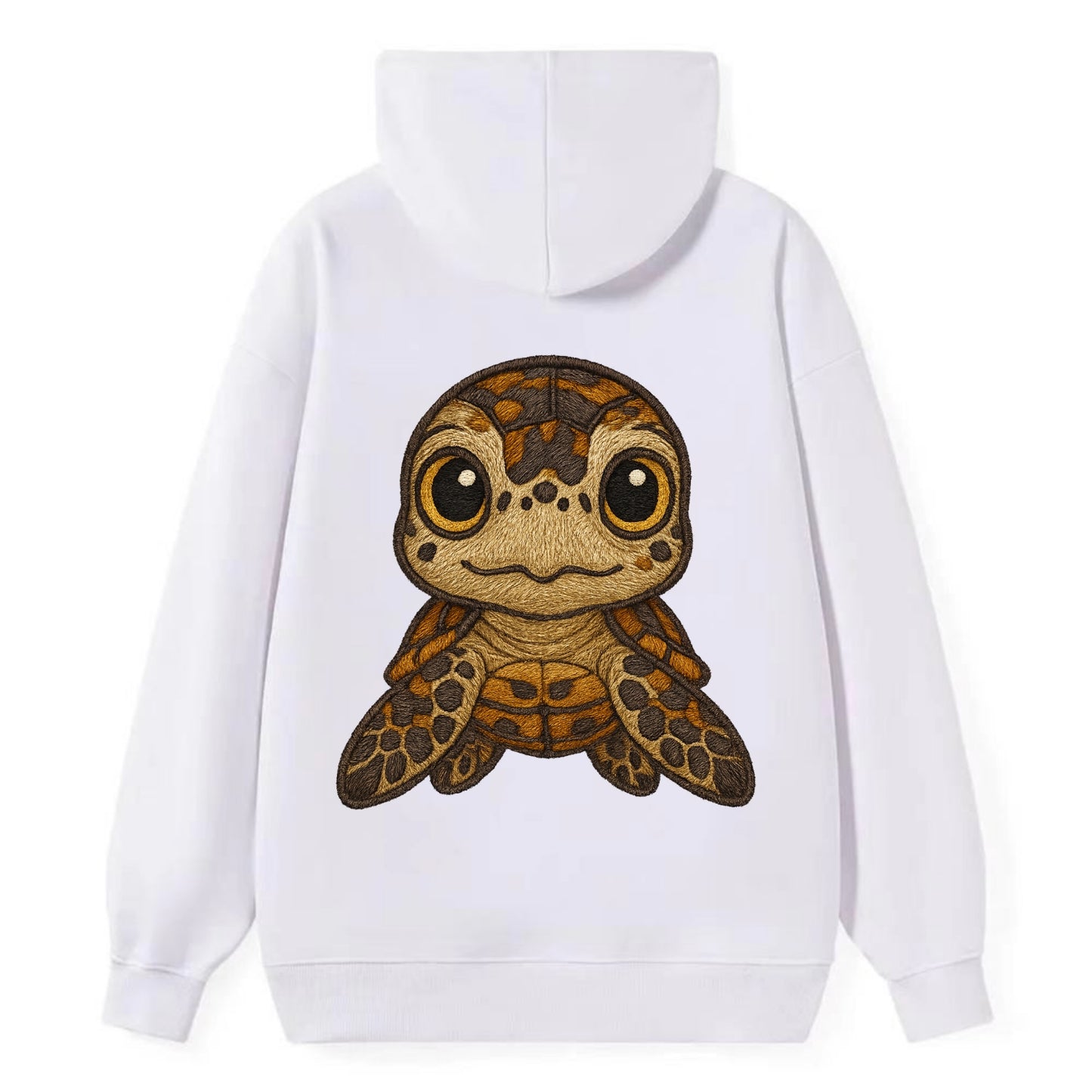 Baby Hawksbill Turtle - amber and brown shell pattern, curious golden - Classic Pullover Hoodie - White