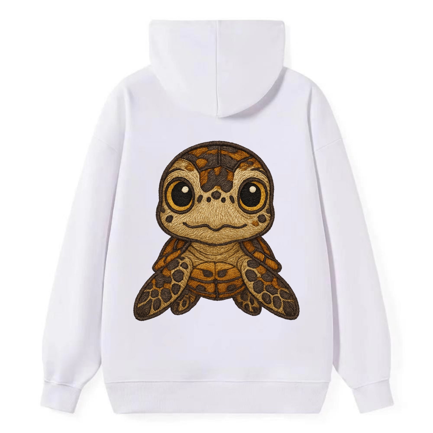 Baby Hawksbill Turtle - amber and brown shell pattern, curious golden - Classic Pullover Hoodie - White
