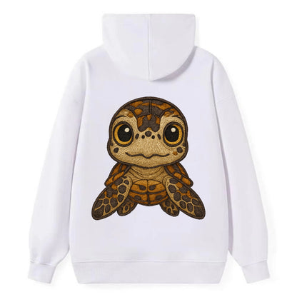 Baby Hawksbill Turtle - amber and brown shell pattern, curious golden - Classic Pullover Hoodie - White