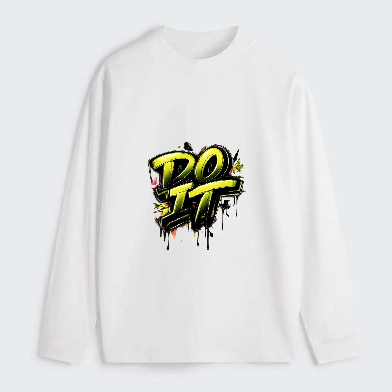 Bold typography design - "DO IT" - just do it, stop waiting - Classic Long Sleeve Shirt - White