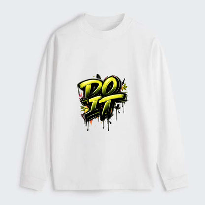 Bold typography design - "DO IT" - just do it, stop waiting - Classic Long Sleeve Shirt - White