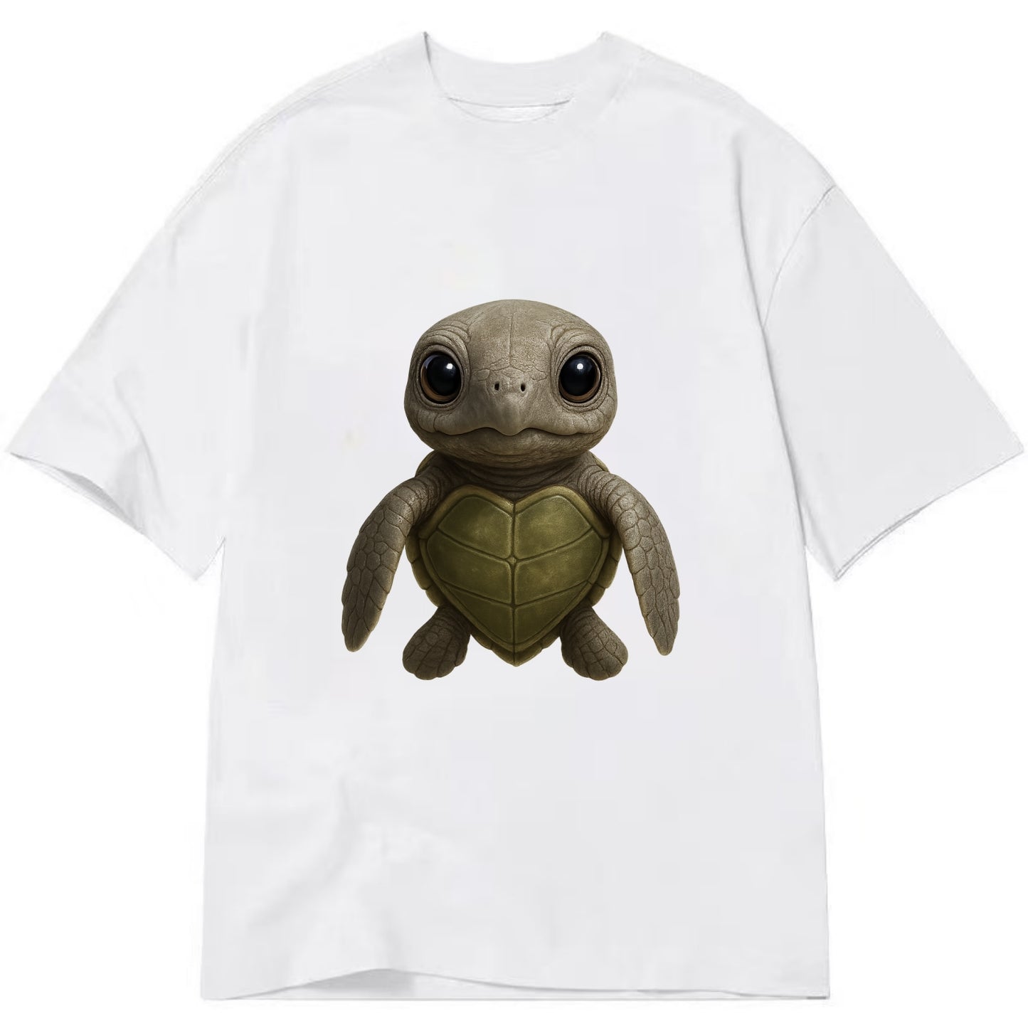 Baby Olive Ridley Turtle - olive green shell, heart-shaped carapace, bright eyes, - Classic T-shirt - White