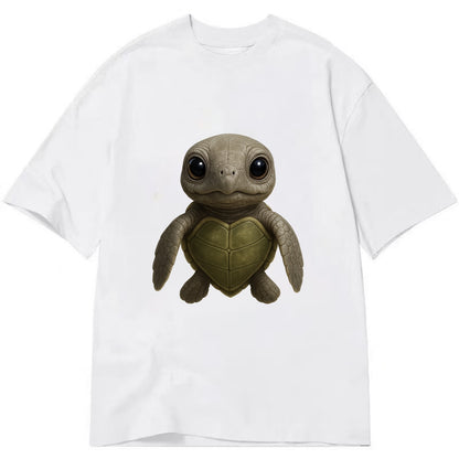 Baby Olive Ridley Turtle - olive green shell, heart-shaped carapace, bright eyes, - Classic T-shirt - White