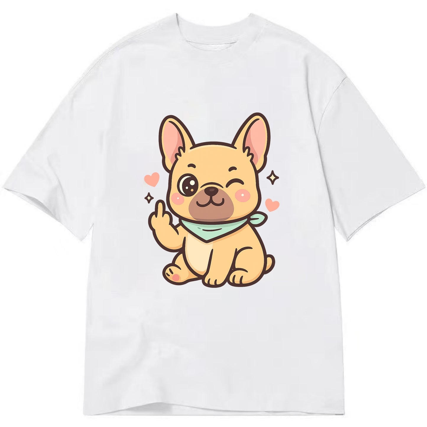 French Bulldog sitting with bat ears up, strong paw with sass - Classic T-shirt - White