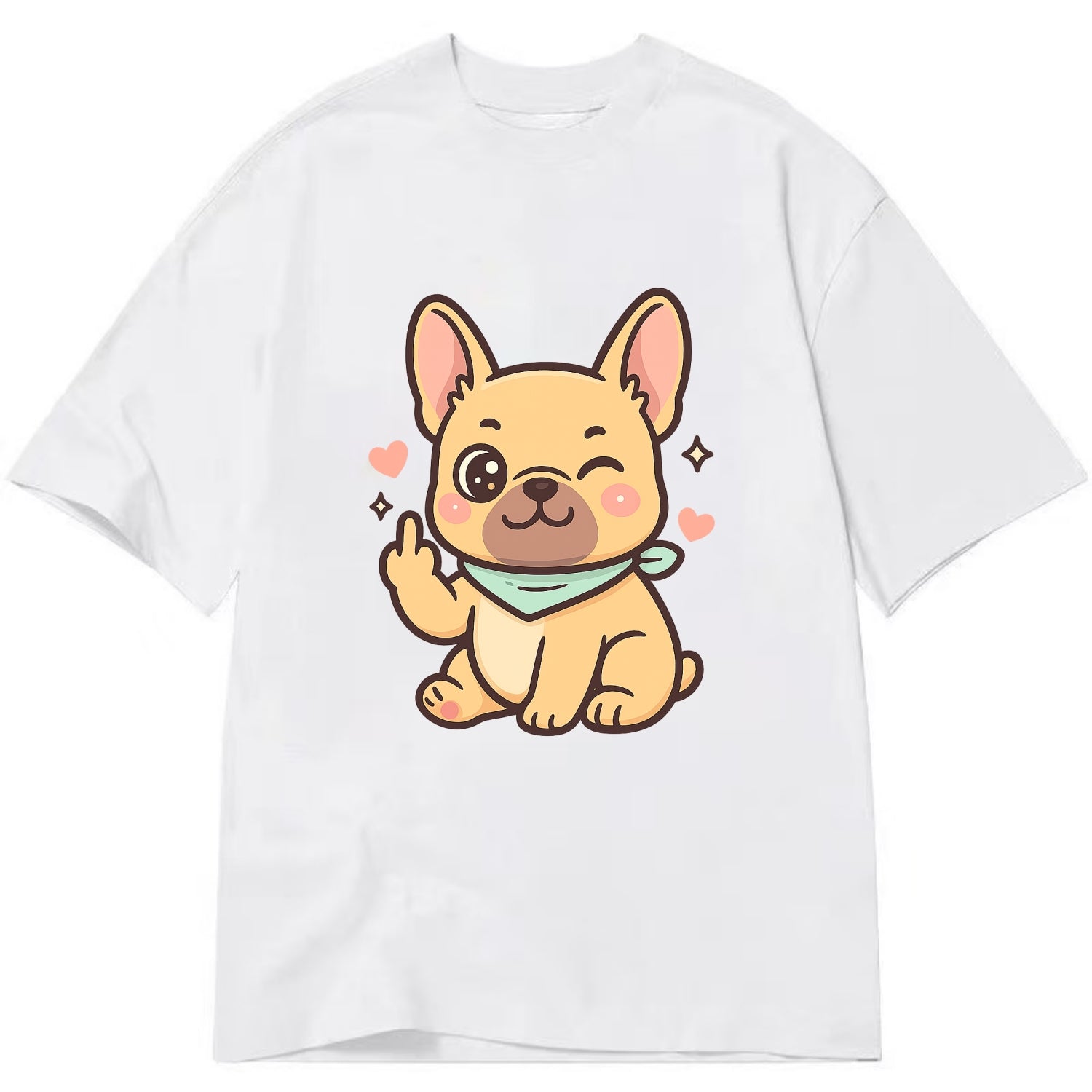 French Bulldog sitting with bat ears up, strong paw with sass - Classic T-shirt - White