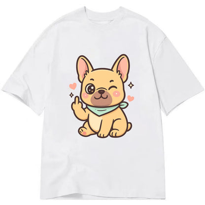 French Bulldog sitting with bat ears up, strong paw with sass - Classic T-shirt - White