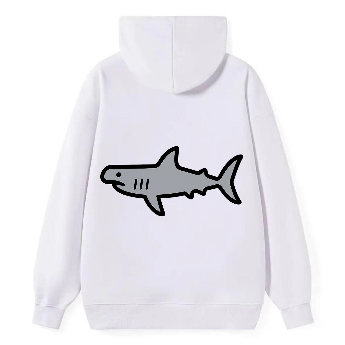 Hammerhead Shark - Gray distinctive head flat side profile - Classic Pullover Hoodie - White