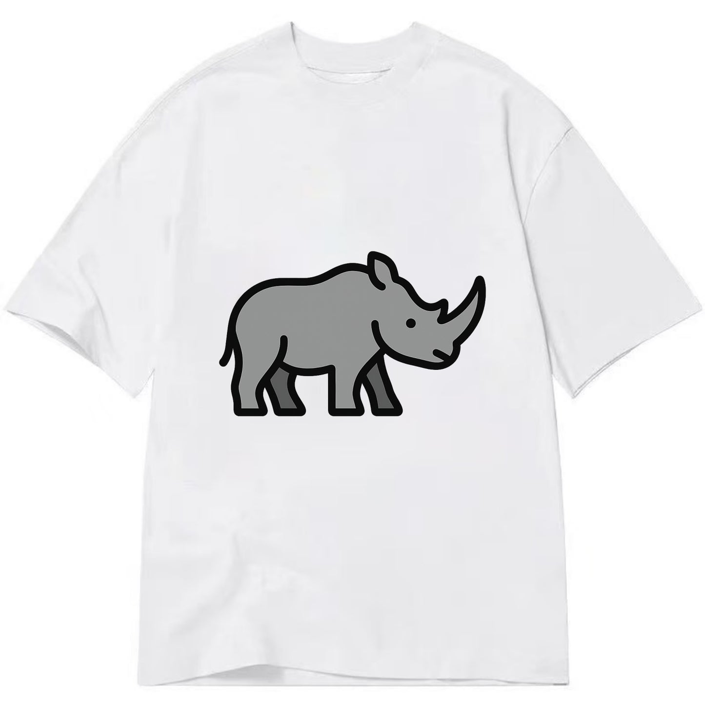 Rhinoceros - Gray with horn flat side profile - Classic T-shirt - White
