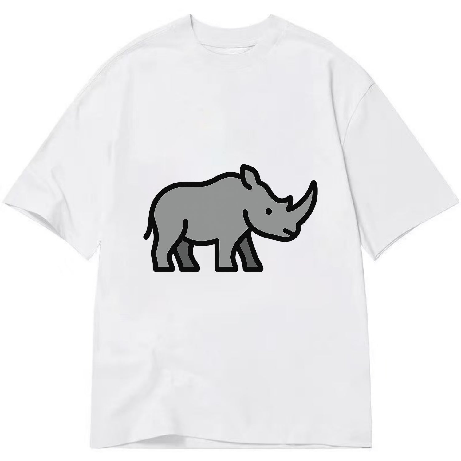 Rhinoceros - Gray with horn flat side profile - Classic T-shirt - White