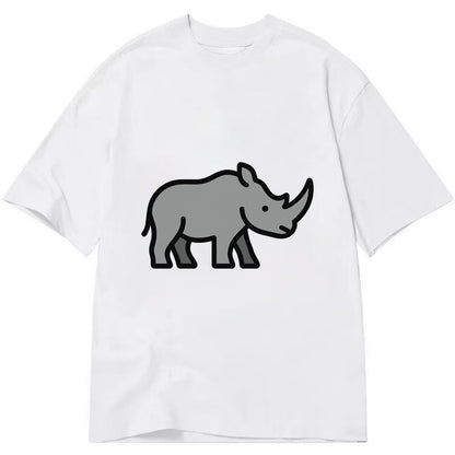 Rhinoceros - Gray with horn flat side profile - Classic T-shirt - White