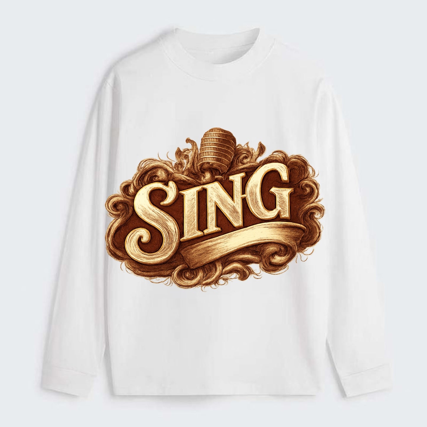 Bold typography design - "SING" - vocal expression, musical soul - Classic Long Sleeve Shirt - White