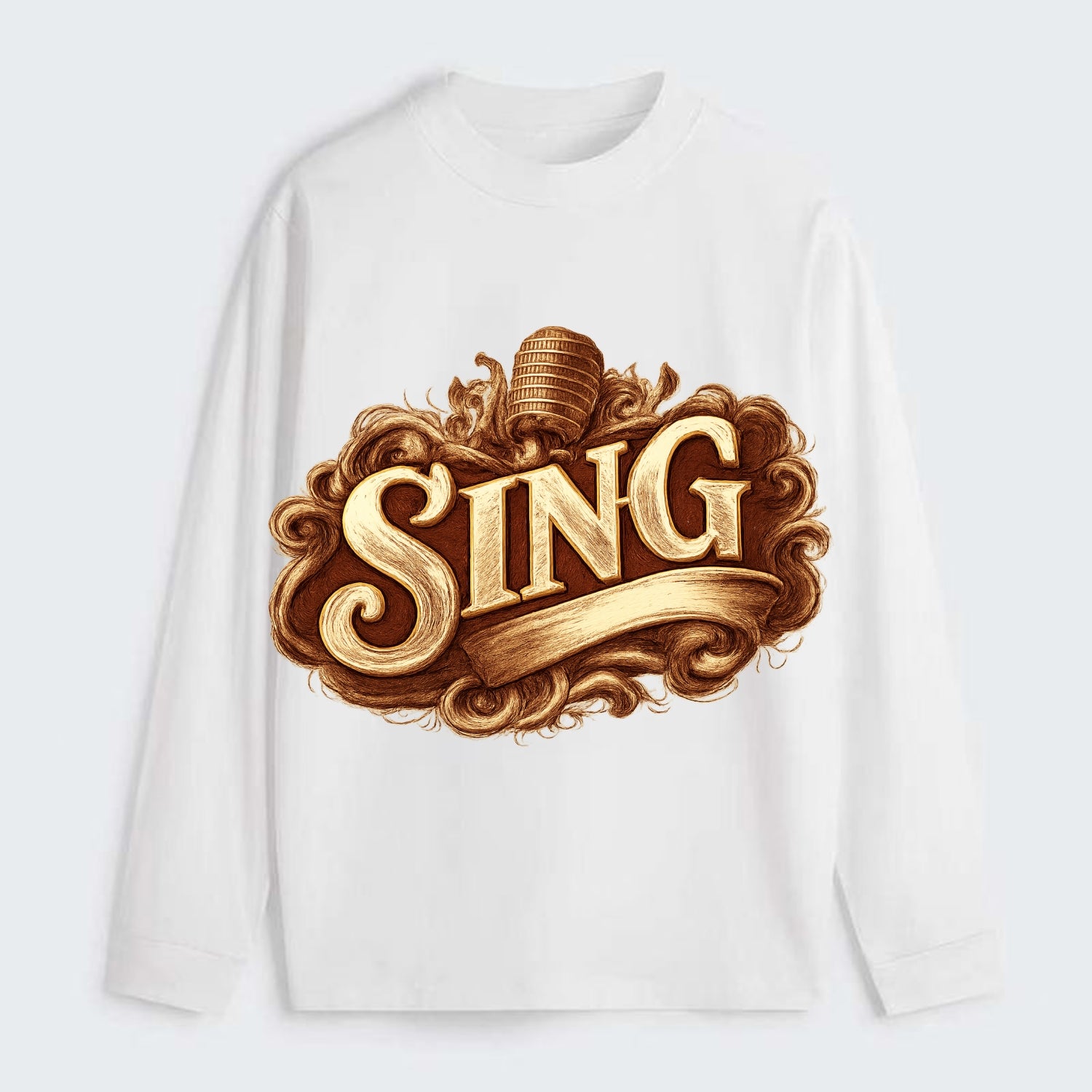 Bold typography design - "SING" - vocal expression, musical soul - Classic Long Sleeve Shirt - White