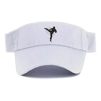 Taekwondo athlete spinning heel kick - Visor - White