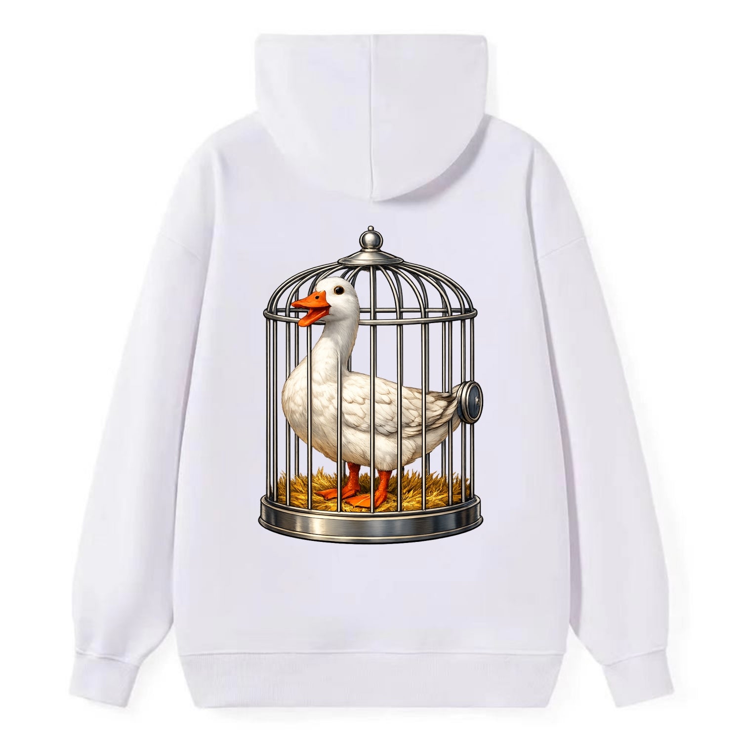 Duck In Cage - Classic Pullover Hoodie - White
