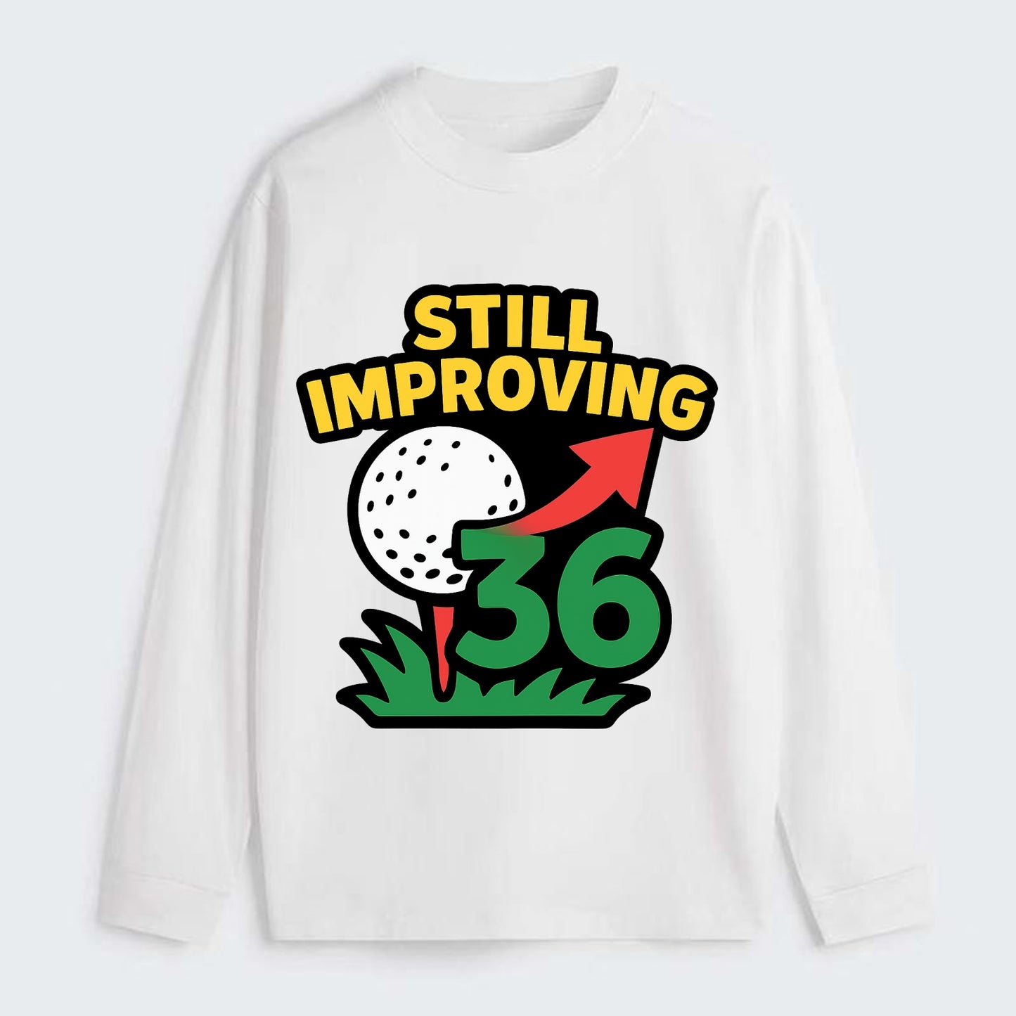 Handicap number getting higher with arrow - "Still Improving" - - Classic Long Sleeve Shirt - White