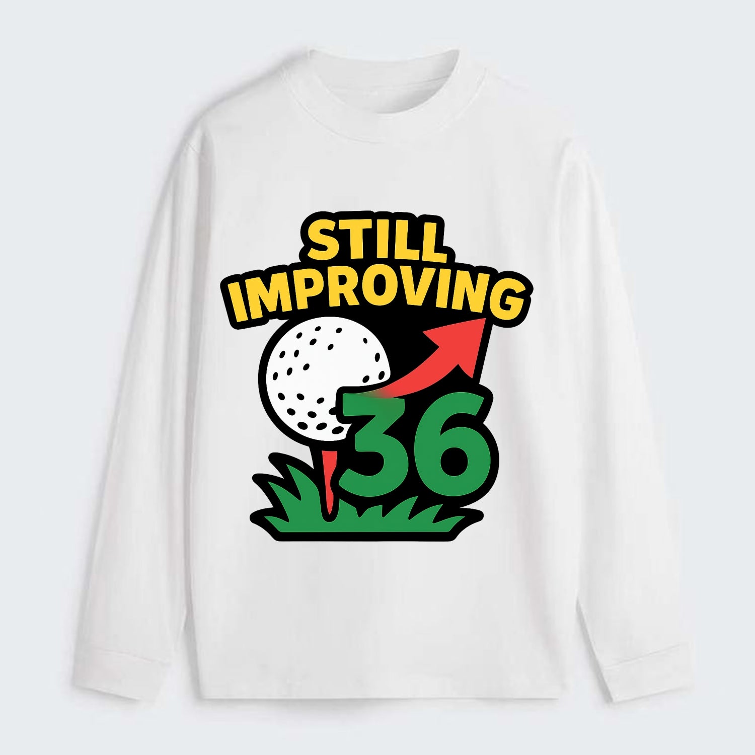 Handicap number getting higher with arrow - "Still Improving" - - Classic Long Sleeve Shirt - White