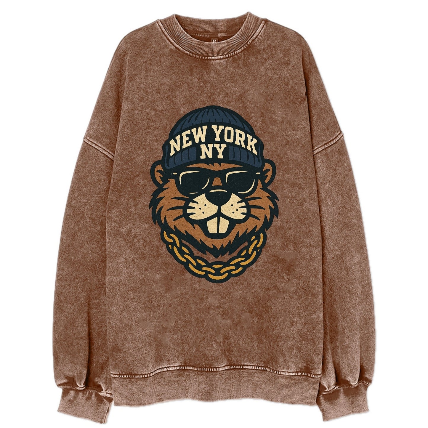 {animal:beaver,locationText:NEW YORK,initials:NY,beanieColor:nav - Vintage Sweatshirt
