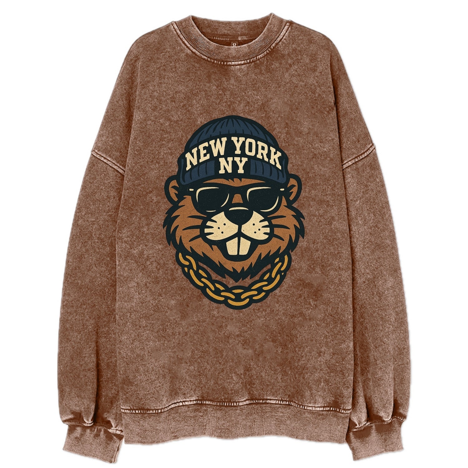 {animal:beaver,locationText:NEW YORK,initials:NY,beanieColor:nav - Vintage Sweatshirt