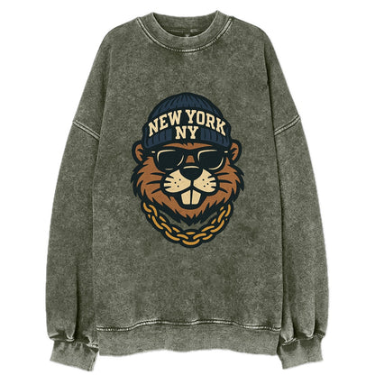 {animal:beaver,locationText:NEW YORK,initials:NY,beanieColor:nav - Vintage Sweatshirt