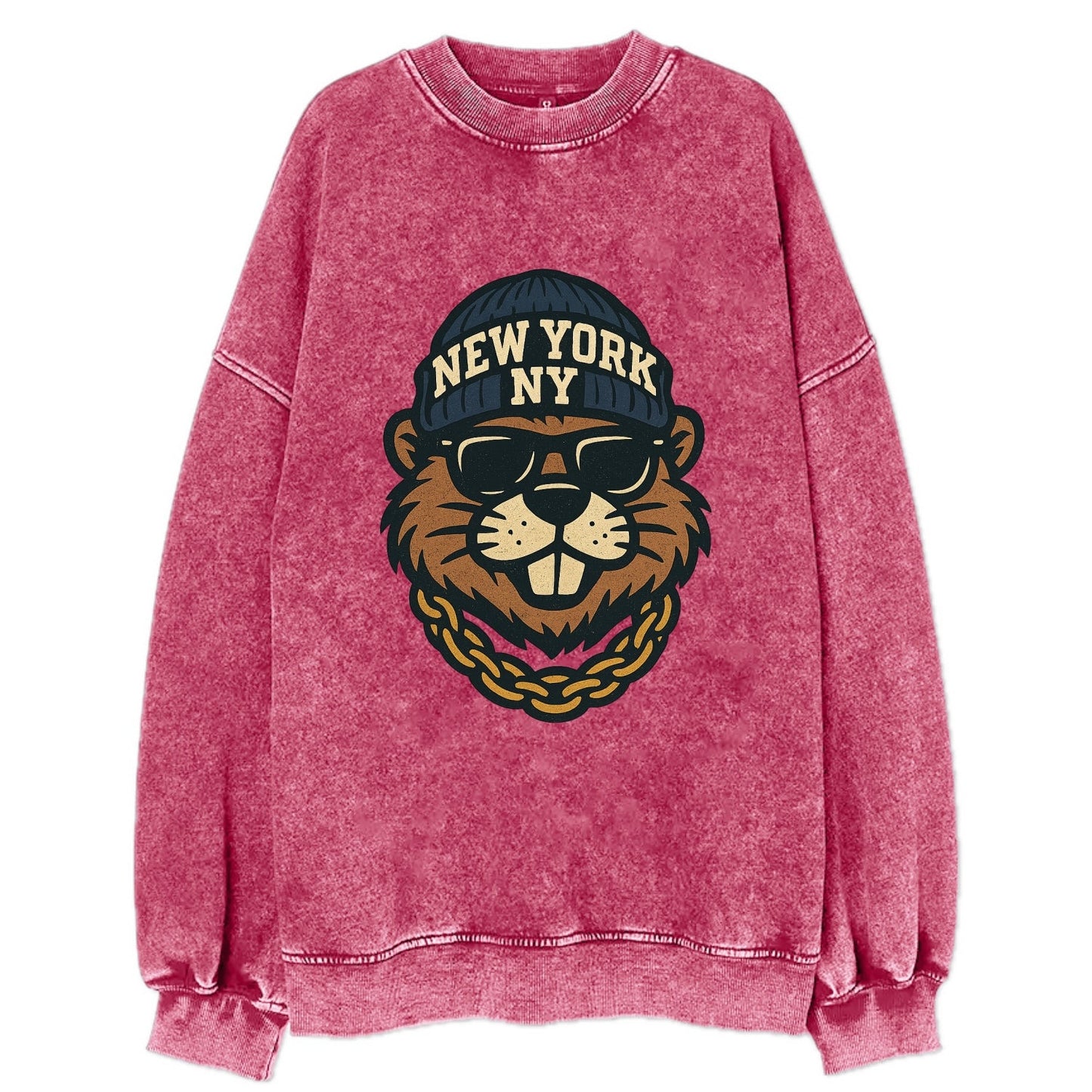 {animal:beaver,locationText:NEW YORK,initials:NY,beanieColor:nav - Vintage Sweatshirt