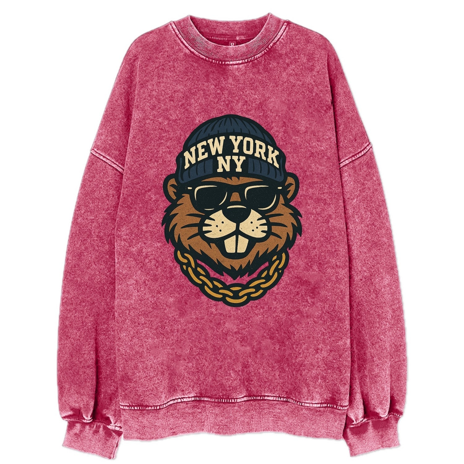 {animal:beaver,locationText:NEW YORK,initials:NY,beanieColor:nav - Vintage Sweatshirt