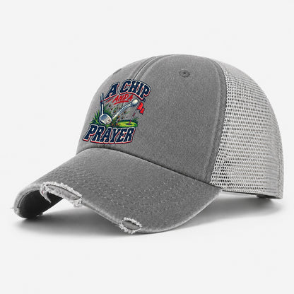 A Chip And A Prayer Golf Life Washed Trucker Hat – Grey