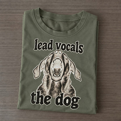 A Dog Head Thrown Back Mid Bark Seen From Slightly Below Bark For Me Classic T-shirt – Army Green