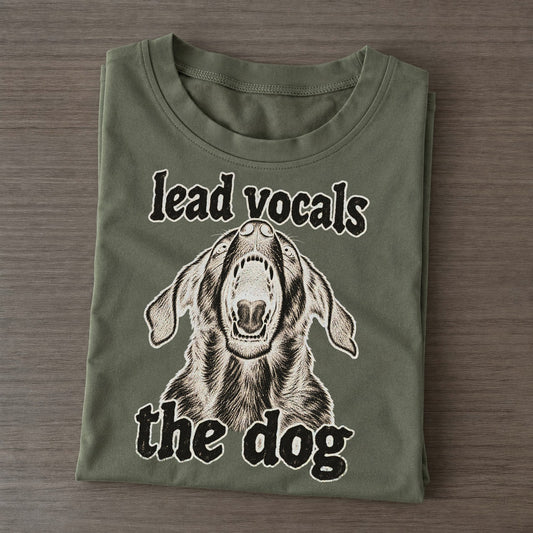A Dog Head Thrown Back Mid Bark Seen From Slightly Below Bark For Me Classic T-shirt – Army Green